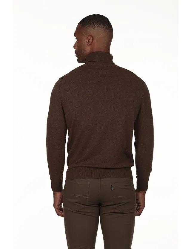 Regular High Neck Sweater Brown