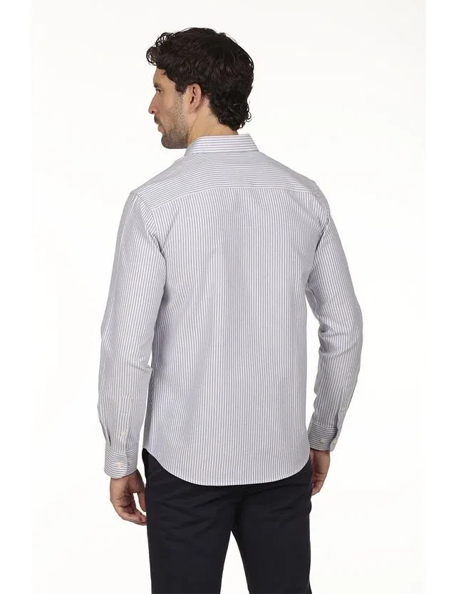 Camisa Oxford Regular Azul-Blanco