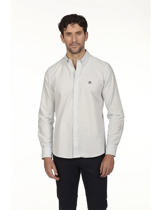 Camisa Oxford Regular Azul-Blanco