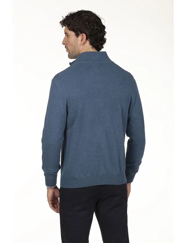 Cardigan Azul con Cierre Regular