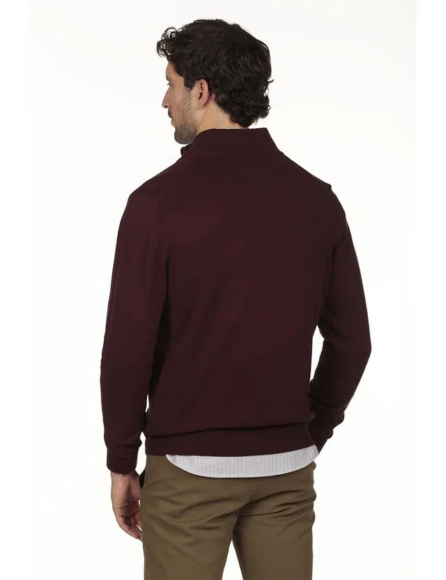 Cardigan Regular con Cierre Burdeos