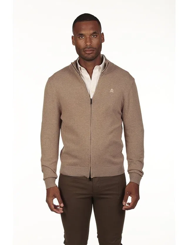 Cardigan con cremallera Regular Marrón