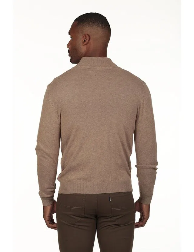Cardigan con cremallera Regular Marrón