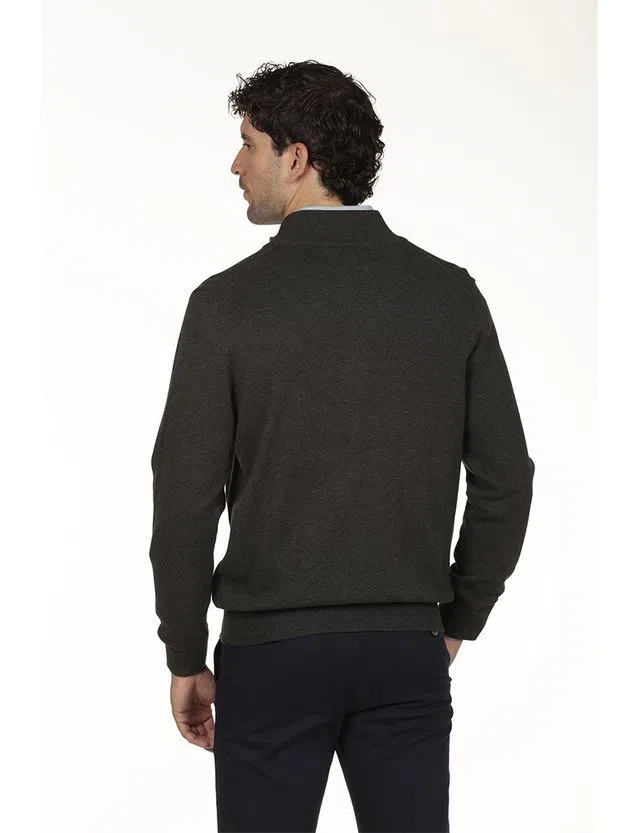 Cardigan con cierre Regular Gris Oscuro