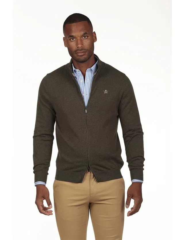Cardigan Regular con Cierre Verde